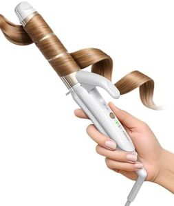 FURIDEN Lite Dual-Voltage Curling Iron: 110V-240V 1 Inch Ceramic Barrel 2-in-1 Curling Iron for Ear-to-Chin Length Hair - Europe Travel for Tight Curls with Clamp