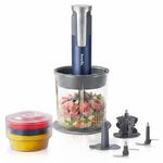Lifelong Rechargeable 2000mAh Electric Chopper for Kitchen Use| 800ml Glass Bowl | 3x200ml Bowls with Attachments for Vegetable, Onion Chopper, Meat Mincer & Garlic Peeler | Stainless Steel Blades