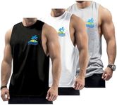 InleaderStyle Men's Workout Tank Tops Cotton Gym Muscle Sleeveless T-Shirts Bodybuilding Fitness Athletic Tank Tops, Bk1+wt+gy, Small