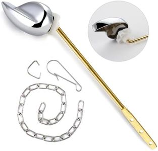 Houtingmaan Toilet Handle Replacement Kit,Toilet Handle Lever for Most Front Mount Toilets, Universal Brass Toliet Flush Handle Lever with Stainless Steel Flapper Chain,Chrome