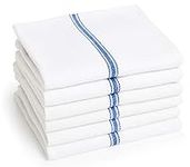 Blue Premia Dish Towels (6 Units) • Commercial Kitchen Towel • Absorbent 100% Cotton Herringbone (14"x25") • Commercial Quality: 24 oz/dz • Classic Tea Towels • Low Lint