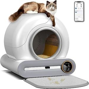 Litiere Chat Autonettoyante, Bac à Litière Autonettoyante,Secure/élimination des Odeurs/Contrôle APP/Capacité Maximale de 65L avec Sacs à Ordures/Tapis,pour Plusieurs Chats