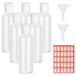 Chyaya Travel Bottle for Toiletries, 6PCS 100ml Plastic Bottles Empty Refillable Transparent Travel Bottles with Funnels and Labels for School Travel or Cosmetic