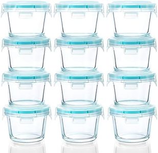 [12-Pack, 5oz]Mini Glass Food Storage Containers, Small Glass Jars with BPA-Free Locking Lids, Food containers, Airtight, Freezer, Microwave, Oven & Dishwasher Friendly