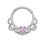 Gekko Body Jewellery Filigree Bendable Hoop for Nose, Septum, Daith and Ear Cartilage with Pink CZ Gem Centre