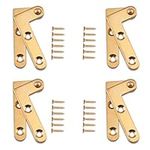 BOOHAO 360 Degree Rotatable Door Pivot Hinges Antique Cabinet Door Hidden Copper Hinge for Windows Fence Sheds Kitchen Gate Closet Cupboards 4 Pieces (L-Shape)