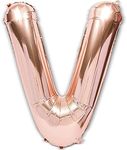 Sparkle and Bash Rose Gold Foil Letter V Party Balloons (40 in, 2 Pack)