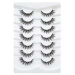 3D Clear Band False EyeLashes Natural Look Cat Eye Wispy Fake lashes Short Supernatural Cross Soft Reusable Lashes 7 Pairs-Happy Heartbeat(No.218)