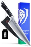 DALSTRONG Chef Knife - 8 inch Blade - Gladiator Series Elite - Forged HC German Steel Chef's Knife - Professional Full Tang Knife - Black G10 Handle - Sheath - NSF Certified