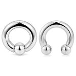 Cisyozi PA Ring Internally Threaded Circular Barbells Horseshoe and Spring Action Captive Bead Ring CBR 2G 4G 6G 8G 316L Surgical Steel Body Piercing Jewelry Set of 2, Metal, surgical steel