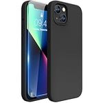 Miracase Designed for iPhone 13 Case with Screen Protector, [Soft Anti-Scratch Microfiber Lining], Shockproof Liquid Silicone Rubber Phone Case Cover for 13 6.1 inch(Black)