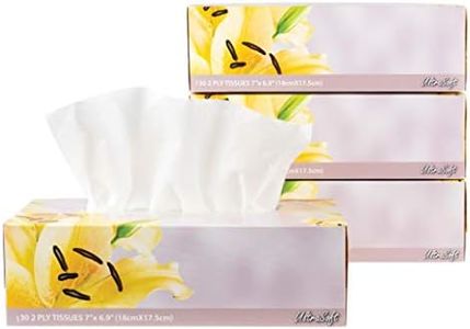 Facial Tissues 130 Per Box, Size 7" X 6.9" 2 Ply, Great for Bathroom, Office, Store, School, Home, Kitchen, Or in Your Car & in Every Room (Pack of 4, 520 Tissues total)
