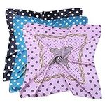 WKJHO 3 Pcs Head Scarf for Women 35" Large Girls Satin Silk Like Square Neckerchief Hair Scarves Dot Pattern Sleeping Wrap Headscarf Hairstyles Decorations