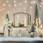 12 Pcs Nativity Set Small Figurines for Nativity Scene, Religious Gifts Precious Moment Christmas Manger Nativity Sets for Kids, Rustic Farmhouse Style