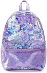 Packed Party Backpack, Women and Girls Fashion Shoulder Knit Book Bag; Trendy Unicorn Confetti Look for School, Work, and Travel (Purple -Party Like a Unicorn)