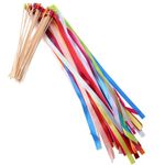 20Pcs Mix Color Ribbon Dancer Wands Sticks with Bells Fairy Stick Wedding Streamers Wish Wands for Wedding Party