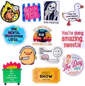 YJ PREMIUMS 12 PC Funny Magnets for Fridge, Funny Fridge Magnet Adults Refrigerator Fun Cute Meme This is Fine Dog Duck Word Anime Magnetics for The Office Home Kitchen Car Vinyl Decoration