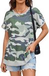 ECOWISH Womens Short Sleeve Sweatsh