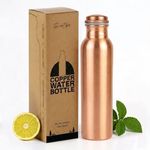 THE ART BOX Pure Copper Water Bottle for Drinking Water – Ayurvedic Leak Proof Plain Copper Bottle, Jointless Design, Eco Friendly Metal Bottle for Home, Office, Yoga & Travel, 34 Oz / 1 Litre