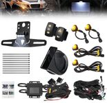 KEMIMOTO UTV Turn Signal Kit with 110D Horn and License Plate Holder with Light, Plug and Play UTV ATV Blinker with Rocker Switch Compatible with Polaris, Can-Am, Kawasaki (with License Plate Holder)