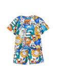 Thiya Boys Animal Multicolor Printed Cotton Blend Casual wear Comfortable Cap Sleeve Co-ord Set(5-6Years)