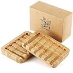 2 Pack Bamboo Wooden Soap Dish Hold