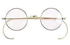 Agstum Retro Small Round Optical Rare Wire Rim Eyeglasses Frame 39mm (Gold, 39)