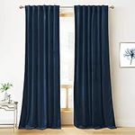 RYB HOME Blue Velvet Curtains 84 inches- Blackout Curtains for Living Room, Thermal Insulated Noise Reducing Panels Soft Luxury Window Decor for Kids Bedroom, Navy Blue, W52 x L84 inches, 2 Panels