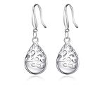 El Regalo Modern Opal Cat's Eye Drop Threader Earrings for Girls & Women - Perfect Valentines Day Gift for Her (White Drop Hook)