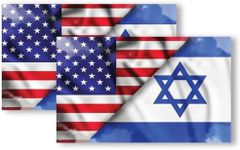 Magnet Me Up American Israeli Flag Adhesive Decal Sticker, 2 Pack, 3x5 Inch, Heavy Duty Adhesion to Car Window, Bumper, etc, Support and Stand with Israel