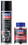 Liqui Moly Chain Lube Fully Synthetic Water Resistant (250 ml) & Liqui Moly Motorbike Fuel System Cleaner 4T Shooter (80 ml) (LM044)