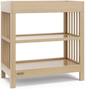 Graco Teddi Changing Table with Water-Resistant Changing Pad (Driftwood) - GREENGUARD Gold Certified, 2 Open Shelves, Includes Bonus Water-Resistant Changing Pad with Safety Strap