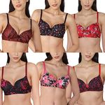 Joomie Level 3 Push-up Printed Bra| Non-Wired/Wire-Free| Heavily Padded Bra (J-73500-5PC-ASST-32B)