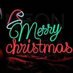 Neon Adda MERRY CHRISTMAS Signs Light,LED Art Decorative Marquee Sign - Wall Decor for Party Kids Room Living Room House Bar Pub Hotel Beach Recreational 18 X 24 Inches (Green & Red)