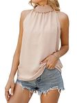 Famulily Summer Outfit Sleeveless Tank Tops for Women Halter Neck Vest Tops Beige XL