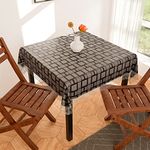 Kuber Industries Square Table Cover for 4 Seater|PVC Waterproof Square Pattern Tablecloth Indoor & Outdoor|48x48 Inch (Gray)