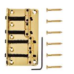 4 String Bass Guitar Bridge, Professional Metal Four-String Bass Bridge fender Jazz Bass String Saddles P Bass Bridge J Bass Bridge replacement for 4-String Electric Bass Guitar(Golden)