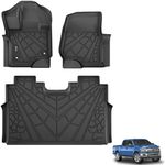 KARPAL Floor Mats Fit 2015-2024 Ford F150 SuperCrew Cab/2022-2024 F-150 Lightning (Rear w/o Fold Flat Storage), Custom Fit All-Weather TPE F-150 Floor Liners 2 Row Set (Front & 2nd Seat)