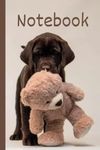 Chocolate Labrador Puppy Notebook | Lined Journal Notepad | Lab Carrying a Teddy | Great Gift for Dog Lovers