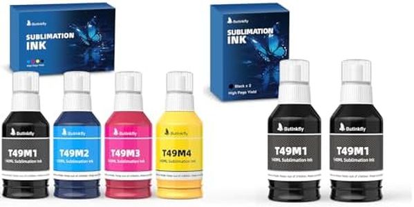 Butinkfly 140mlx6 Clog-Free T49M Sublimation Ink ICC-Free | Leak-Proof Design | Vivid Color & Anti-Fade Guaranteed | Fast-Drying(3B/C/M/Y)
