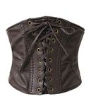 Alivila.Y Fashion Womens Faux Leather Steampunk Sexy Underbust Waist Belt Corset, Dark Brown, XXL