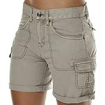 Buetory Women's Hiking Cargo Shorts Lightweight Summer Workout Bermuda Shorts Outdoor Casual Cotton Athletic Travel Shorts