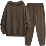 Tanming Mens Tracksuits 2 Piece Sweatsuit Sets Fleece Long Sleeve Hoodies Jogger Pants Athletic Jogging Outfits, Coffee Brown