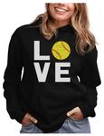 Tstars Love Softball Sweatshirt Hoodie Novelty Gifts for Coaches Fan Players Pitcher Hoodies for Women Teen Girls Medium Black