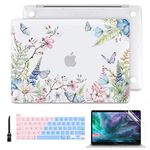 Batianda Hard Case for Newest MacBook Pro 13" M2 2022 2021 2020 A2338 M1/A2289/A2251 Printing Hard Shell Case Cover+Keyboard Cover + Screen Protector for MacBook Pro 13 Inch Touch Bar, Elegant Flowers