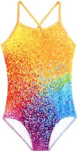 Dolxico Girls Swimsuit Bathing Suit Little Girls One Piece Swimsuits Beach Pool Girls Swim Suits 7-8 Little Kids Swimwear Swimming Suits for Girls, Colorful, 140, Size 7