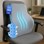 Sleepsia Back Support for Office Chair 1 Year Warranty Lumbar Support for Office Chair, Car Seat Back Support, Memory Foam Pillow (Gel Ventilated, Grey/Black)