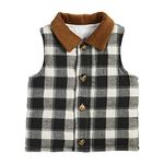 Mud Pie Baby Boys Vest Cord Collar, Black Buffalo Check, 4-5 Years