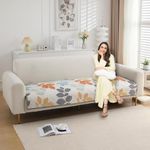 HOKIPO 'HomeHues Series' Printed Quilted Sofa Cover Mats for L Shape and 1/2/3 Seater Sofa. Make Your Own Sofa Cover Set, Mat Length 90(D) x 170(L) cm, Multicolor Leaves (NEW-809-D2)