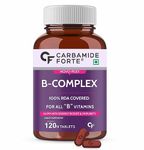 Carbamide Forte Vitamin B-Complex Tablets - 100% RDA for B Vitamins with B1, B2, B3, B5, B6, B9 & Vitamin B12 | Vitamin B Complex Supplements for Women & Men - 120 Vegetarian Tablets